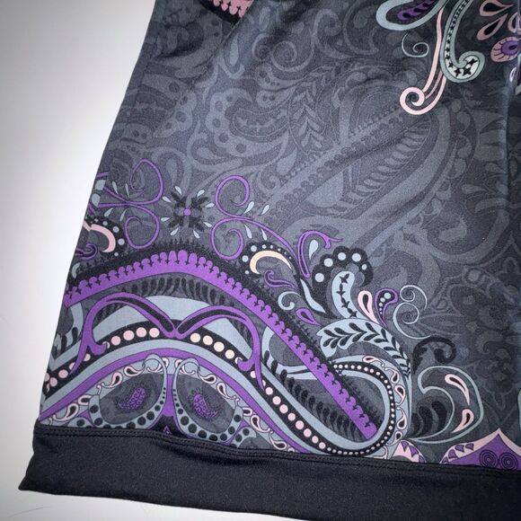 Athleta Gray Purple Paisley Racerback Tankini Swim Top Size Medium - Picture 2 of 7